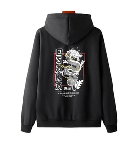 Unisex Osaka Baskılı Kapüşonlu Sweatshirt (Siyah)