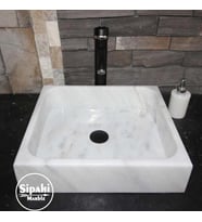 Sipahi Marble Afyon Beyaz Mermer Modern Kare Lavabo