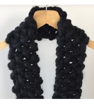 El Örgüsü Saf Yün Chunky Wool Siyah Kadın Atkı