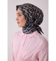 Geometrik Desen %100 Twill İpek Eşarp BE07
