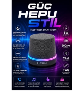 Hepu HP-MS01G Gri Manyetik Telefon Tutuculu Kablosuz Bluetooth Hoparlör TWS Destekli