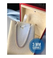 3mm Gurmet Zincir 925 Ayar Gümüş • Işıklı Kutuda • Sevgiliye • Eşe • Babaya Hediye Kolye