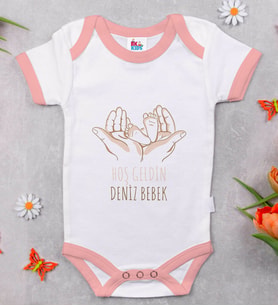 BK Kids İsimli Hoş Geldin Bebek Tasarımlı Pembe Bebek Body Zıbın-5