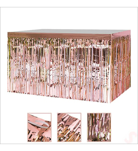 Parlak Saçaklı Işıltılı Masa Eteği 75cm x 275cm - Rose Gold (STD)