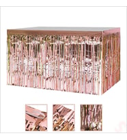 Parlak Saçaklı Işıltılı Masa Eteği 75cm x 275cm - Rose Gold (STD)