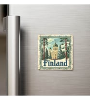 Finlandiya Finland - Posta Pulu Temalı Ülke - Baskılı Buzdolap Magneti Kare - 9x9 cm