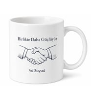 El Sıkışma Çizimli Anlaşma Sağlandı Yeni İş Ortaklığı Kupası Hediye Bardak