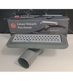 DUŞ KANALI ETEKLİ 20cm X Ø50 DÖNERLİ - EKO (Gri)