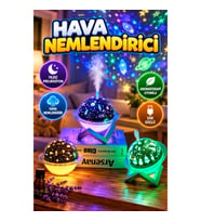 USB Hava Nemlendirici ve Projeksiyon Gece Lambası – Aromaterapi Uyumlu Masaüstü Tasarım