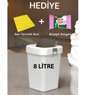 Technow Motek COB-410B 8 Litre Çöp Kutusu Kovası + Temizlik Seti (Beyaz)