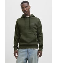 Jack & Jones Erkek Logo Baskılı Kapüşonlu Sweatshirt - Corp (Yeşil)