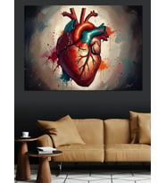 Anatomik Kalp Ve Modern Sanat Dekoratif Kanvas - Mdf Ahşap Tablo