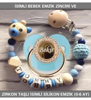 Sahi Aksesuar İsimli Bebek Emzik Zinciri ve İsimli Bebek Silikon Emzik (0-6 Ay