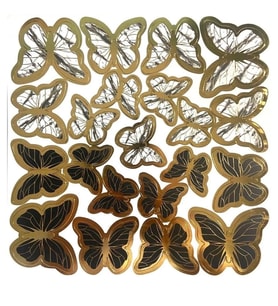 Siyah Gold Varaklı Kelebek Pasta Dekor Süs 42 Adet