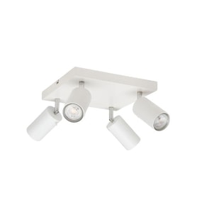 Rsylight Retro Beyaz Kare 180 Derece Hareketli Modern Spor 4 Lü Led Spot Avize Beyaz Ampullü