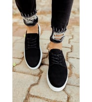 Trendyshose CH003 Erkek Gunluk Rahat Anatomic Ayakkabı (Siyah - Beyaz)