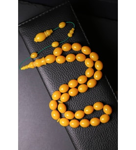 13x12 mm İri Boy Özel İşçilik Sıkma Kehribar Tesbih