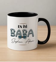 BK Gift Kişiye Özel Babalar Günü Tasarımlı Siyah Kupa Bardak-5, Babalar Günü Hediyesi, Babaya Hediye, Erkeklere Özel Hediye
