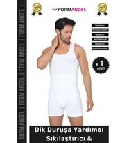 #ErkekKorse Dik Duruş Vücut Bel Göğüs Toparlayıcı Göbek Sıkılaştırıcı Erkek Korse Atlet - 1 Adet