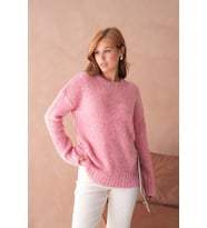 Kadın Bisiklet Bürümcük Yaka Yumuşak Dokulu Oversize Triko Kazak (Pembe)