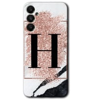 Galaxy A05s Kılıf HD Desen Baskılı Kılıf - Pembe Mermer Desenli H Harfi