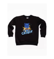 Pj maskeliler Catboy baskılı pamuklu kumaş çocuk sweatshirt (Siyah)