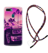 Oppo A5S A15 A16 A54 A55 A73 A74 Kılıf Boyun Asklı Rasta Silikon Mor Araba 1711