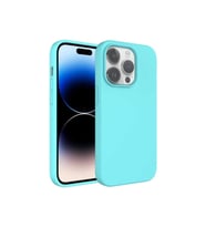 Apple iPhone 14 Pro Max Uyumlu Kılıf Sıvı Teknolojili Silinebilir Sert Zore Kivi Kapak (Turkuaz)