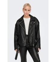 Only Onlvera Rahat Kesim Fermuarlı Suni Deri Biker Ceket Bayan DERİ CEKET 15275442 (Siyah)