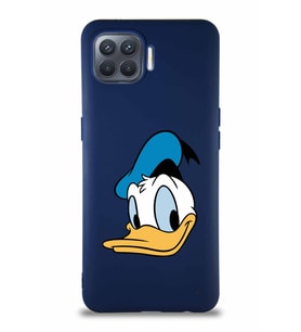 Oppo Reno 4 Lite Soft Premier Kapak Donald Duck-B Tasarımlı Silikon Kılıf - Lacivert (Şeffaf)