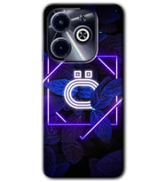 İnfinix Hot 40i Kılıf HD Desen Baskılı Kılıf - Dark Neon Yaprak Ö Harfi
