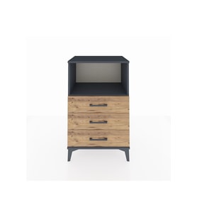 Hyperion Komodin Tek Raflı 3 Çekmeceli 60x44x96 Antrasit-Çam