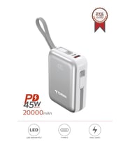 Torima TRM-1028 Beyaz 20000 mAh Type-C Lightning 45 W Hızlı Şarj Dijital Göstergeli Powerbank