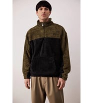 Erkek Dik Yaka Standart Kol Renk Bloklu Peluş Sweatshirt Fonksiyonel Dayanıklı Kaliteli Şık