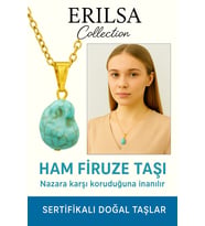 Sertifikalı Altın Renkli Ham İşlenmemiş Firuze (Turkuaz) Kolye – Koruma, Şans ve Ruhsal Huzur Taşı (Çok Renkli)