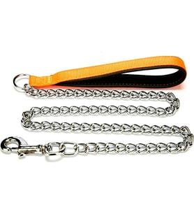 Doggie Konforlu Dokumadan El Yapımı Zincirli Köpek Gezdirme Kayışı 3,5x110cm - Orange
