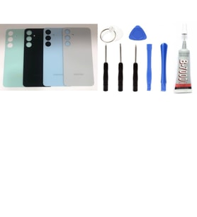 Samsung S24 FE Uyumlu Batarya Kapağı KAMERA LENSLİ (GÜMÜŞ) + Yapıştırıcı + Tamir Seti