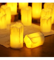 24 ADET GÜN IŞIĞI LED IŞIKLI MUM SARI LED MUM ERİMİŞ GÖRÜNÜMLÜ IŞIKLI MUM 6X3.5 CM PİLLİ LED MUM