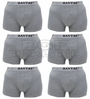 Pamuklu Ekonomik Likralı Erkek Boxer 6 Lı (Gri)
