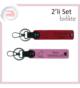 Patili Tarzlara Tamamlayıcı Hediye, İsme Özel Yazılı Anahtarlık, Kırmızı-Pembe