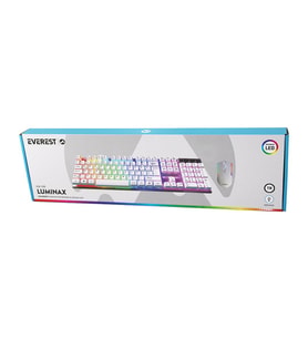 BEYAZ GÖKKUŞAĞI IŞIKLI USB KABLOLU OYUNCU KLAVYE - MOUSE SET (5680)