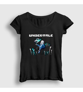 Presmono Kadın Siyah Bones Undertale T-Shirt 31920tt