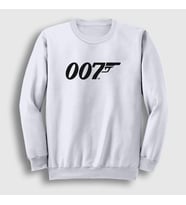 Presmono Unisex Beyaz Logo 007 Film James Bond Sweatshirt 258062tt (Beyaz)