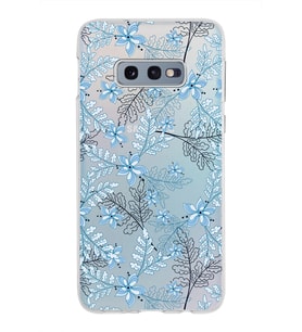 Samsung Galaxy S10E Kapak Floral Mavi Tasarımlı Şeffaf Silikon Kılıf