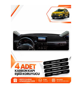 DACIA SANDERO (2022-2026) EKRANLI Uyumlu Ön Torpido Koruma Kılıfı Halısı - Siyah