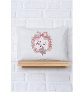 Pia Baby Premium %100 Pamuk İsme Özel Kız Bebek Yastık Kılıfı 35*45 cm 5025-12