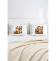 Sonbahar Gnomes Pumpkin Fall Pamuklu Çift Kişilik 50x70 cm Yastık Kılıfı Seti