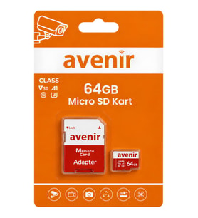 AVENİR 64GB U3 V30 A1 Ultra Hızlı Micro SD Kart
