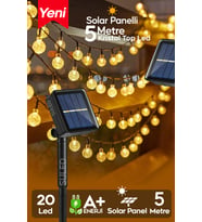 Kristal Toplar 5 Metre Solar Enerjili Bahçe Aydınlatması Led Işık Gün Işığı Dekoratif İç & Dış Mekan