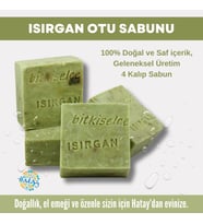 Bitkiselce Saf ve doğal içeriklerle ısırgan Otu Sabunu  450 gr (4 Kalıp)
